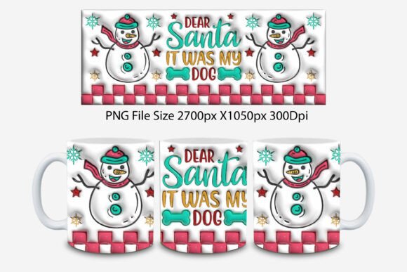 3D Inflated Dog Christmas Mug Design