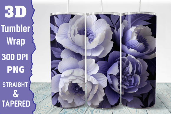 3D Purple Flower Tumbler Design
