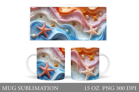 3D Starfish Mug Design: Sea Mug Wrap for Stunning Sublimation Results