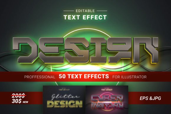 50 Editable 3D Text Effects for Illustrator