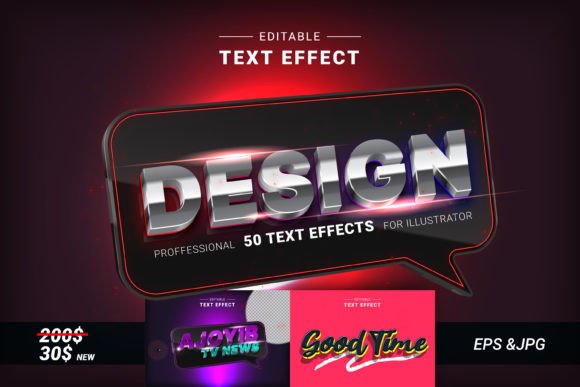 Elevating Digital Branding with 50 Editable 3D Text Effects Design N32 for Adobe Illustrator