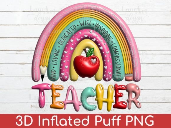 Evaluating the Teacher Rainbow 3D Puffy Inflated Design for Sublimation Projects