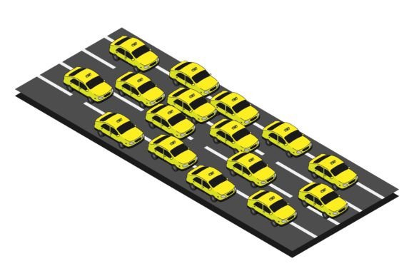 Isometric Passenger Taxi Cars Urban Traffic: Elevating City Design with 3D Visuals