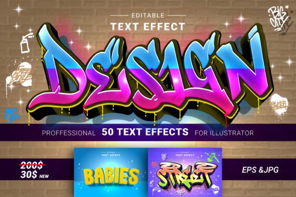 Mastering Visual Impact with 50 Editable 3D Text Effects Design N23 for Adobe Illustrator